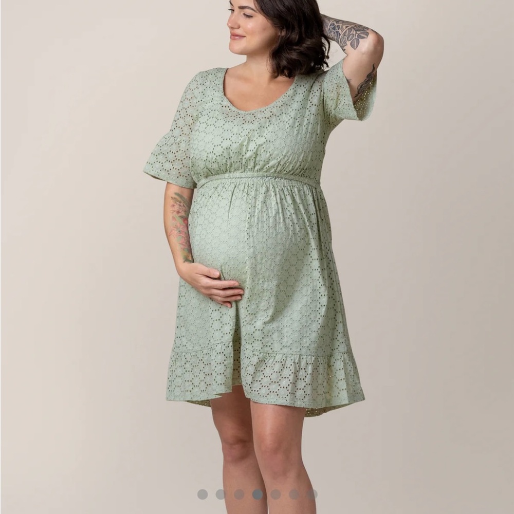 Kindred Bravely Light Green Maternity/Nursing Dress